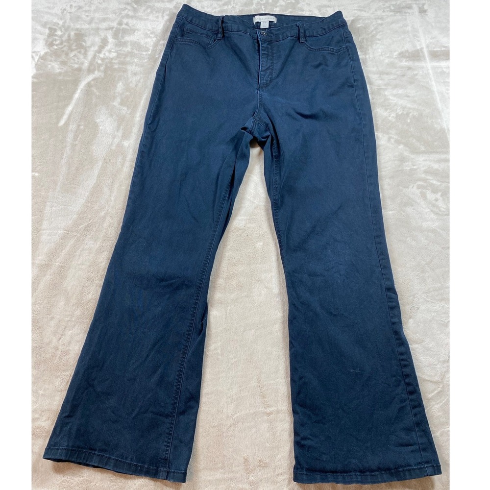 Laura Ashley Womens Tummy Slimming Embellished Bootcut Jeans Black Denim 16W